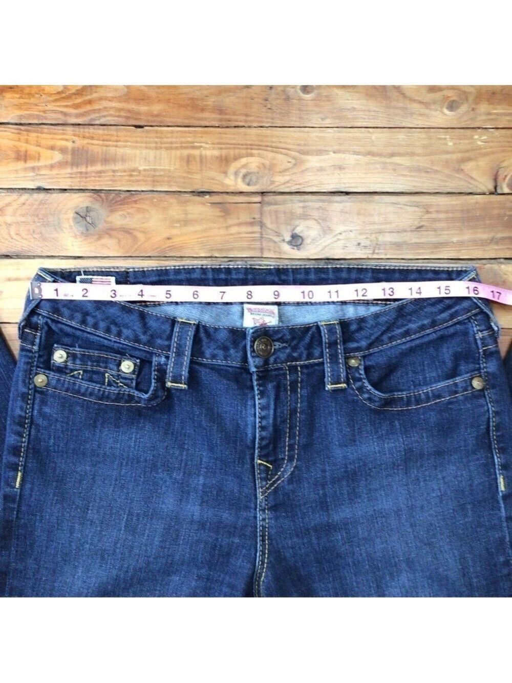 True Religion Avery Low Rise Bootcut Jeans Dark Wash Flap Pocket Size 32 - Picture 9 of 13